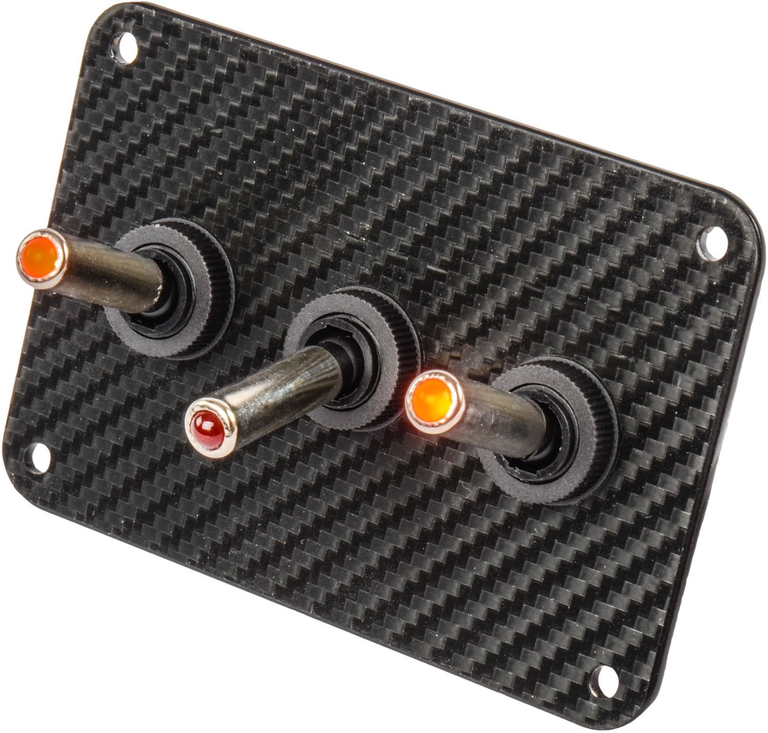 3-Toggle Panel with Red LED Switches Black Carbon