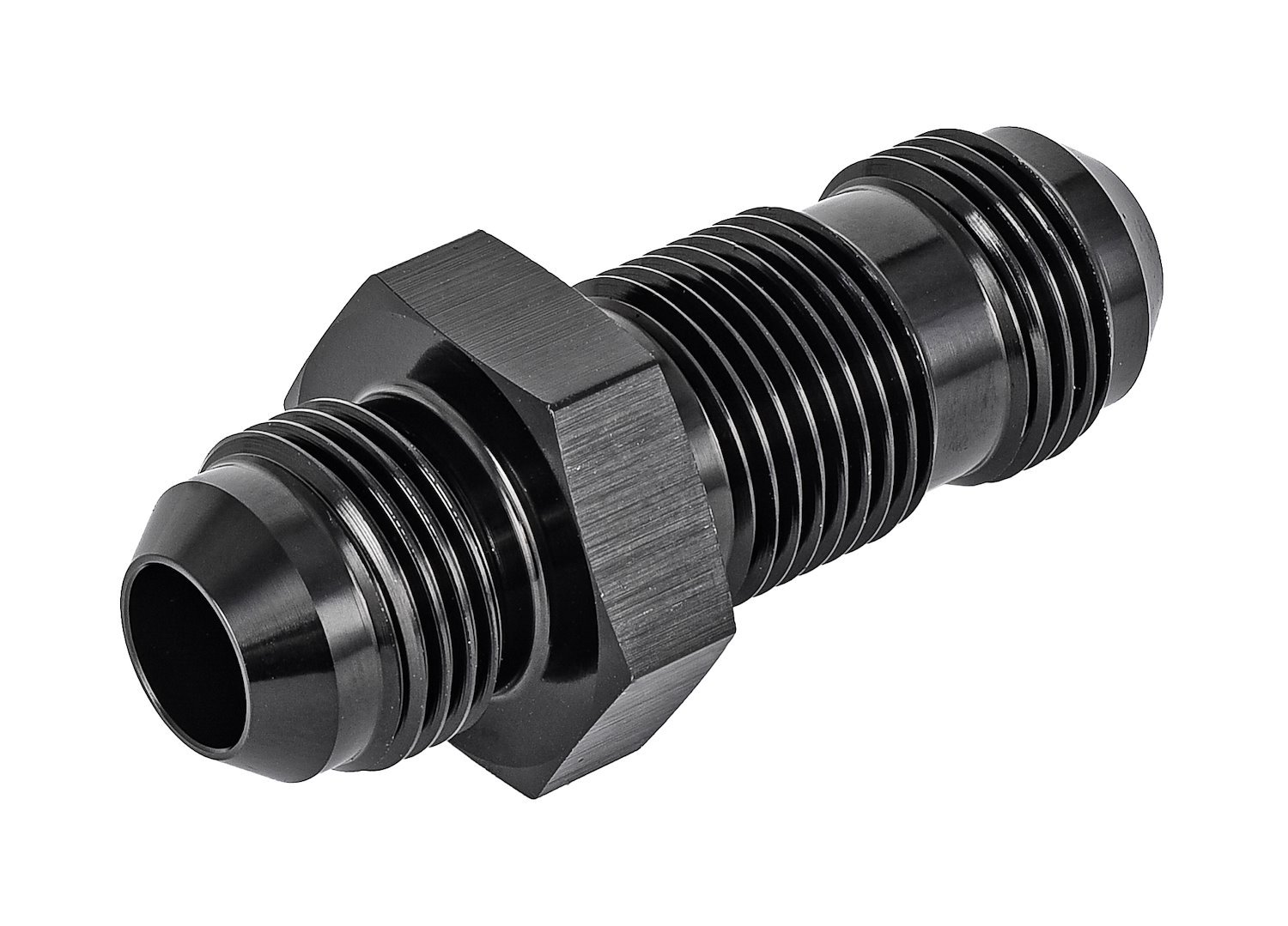 AN to AN Straight Bulkhead Adapter Fitting [-8 AN Male to -8 AN Male, Black]