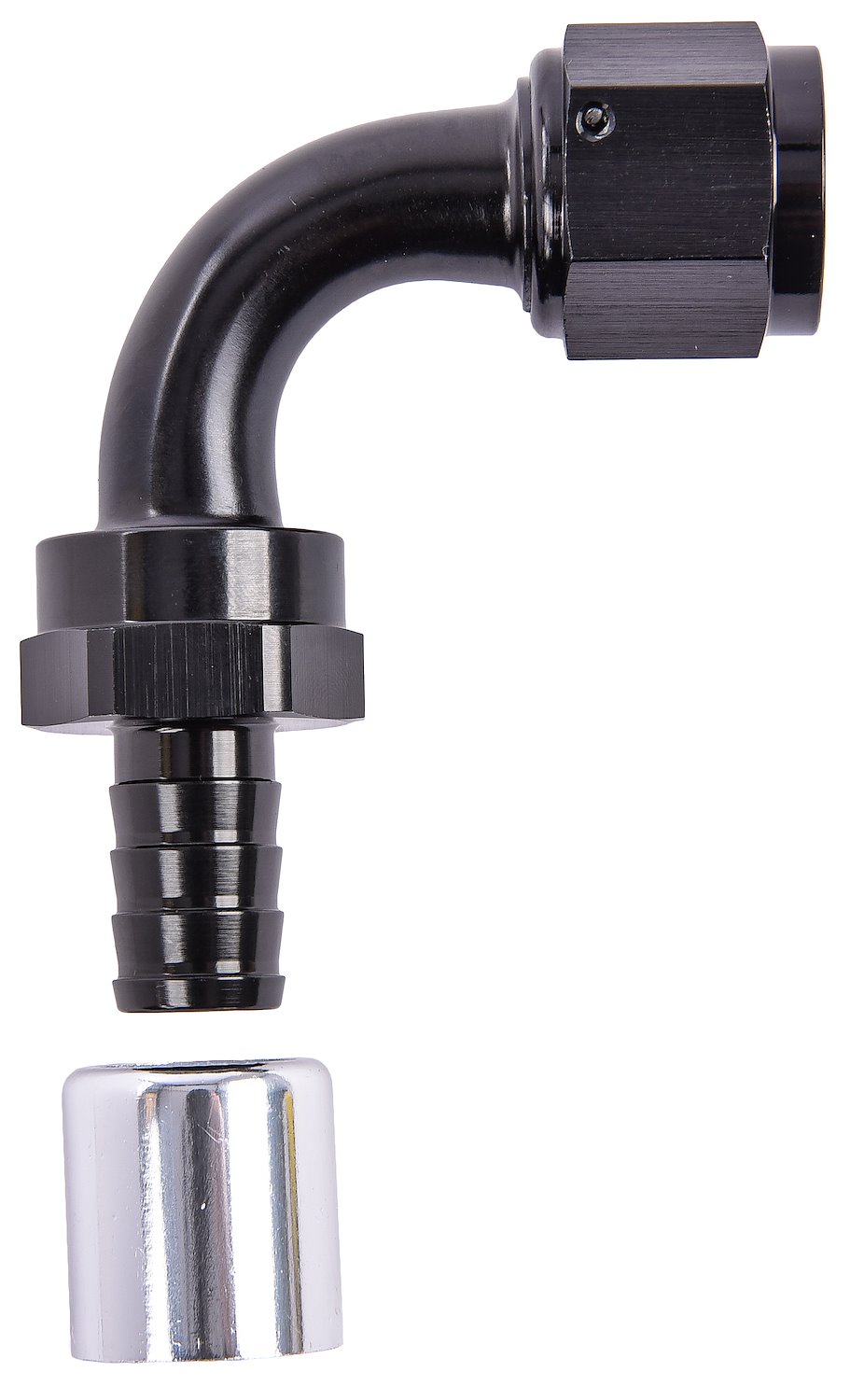 90-Degree AN Crimp-On Hose End Fitting [-10 AN Female to -10 AN Hose, Black]