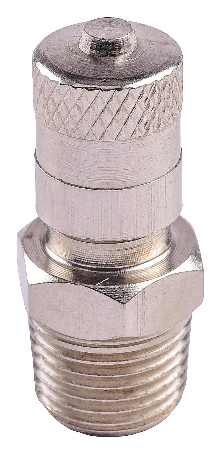JEGS 126009: Schrader Valve Adapter | 1/8 in. NPT Male Fitting | Cap  Included | Chrome | Sold Individually - JEGS