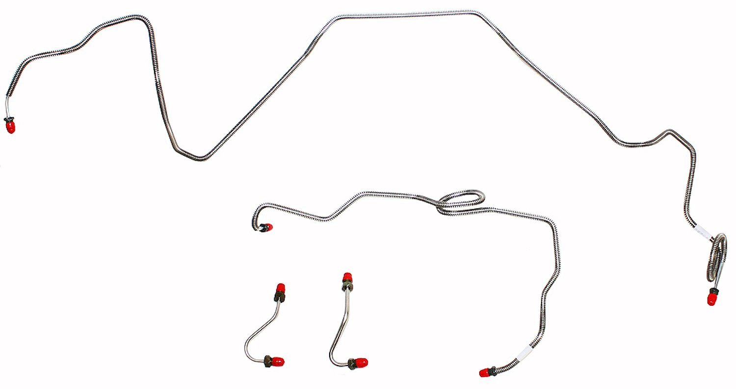 Front Brake Line Set for 1986-1989 Chevy Camaro, Pontiac Firebird with 2.5L/2.8L Engines/Fine Thread Fitting [Steel]