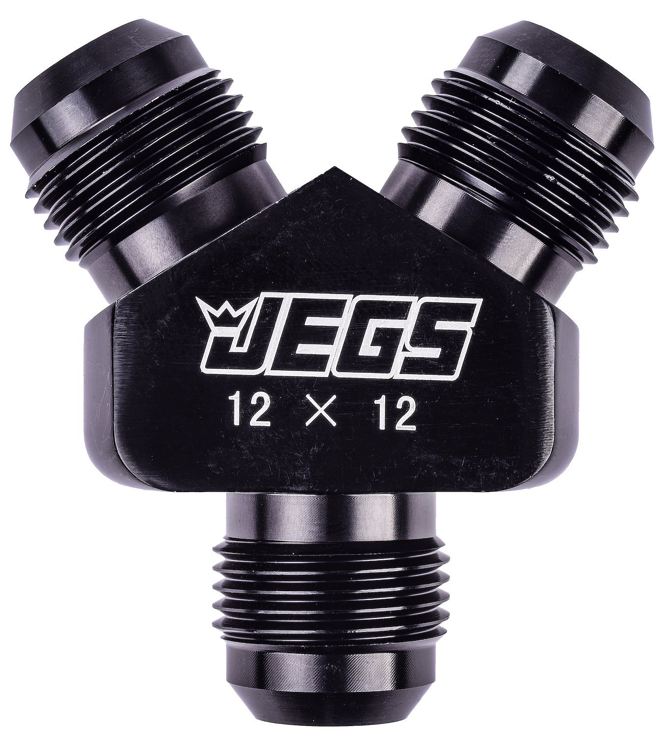 JEGS AN Y-Fitting [-12 AN Male x Dual -12 AN Male, Black]