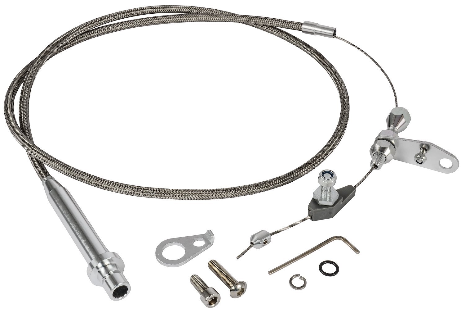 JEGS 157012: Transmission Kickdown Cable Kit | Small Block GMC/Chevy TH350  | Braided Stainless Steel Cable Jacket | Includes: Aluminum Fittings &  Polished Ferrule - JEGS High Performance