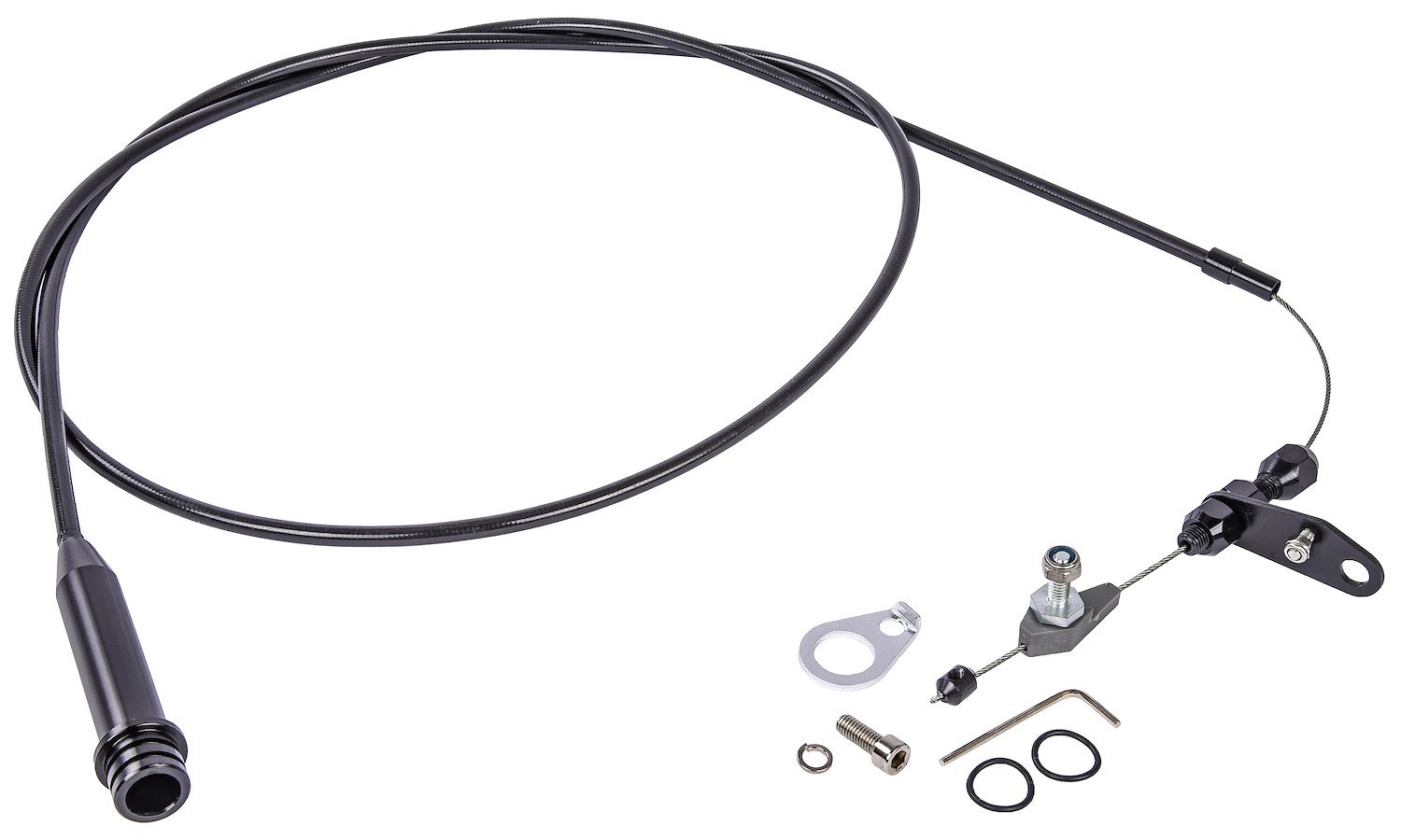 JEGS 157032: Transmission Kickdown Cable Kit Fits GMC/Chevy TH700-R4  Black Vinyl Cable Jacket Includes: Black Anodized Aluminum Fittings   Allen Wrench Sold Individually JEGS