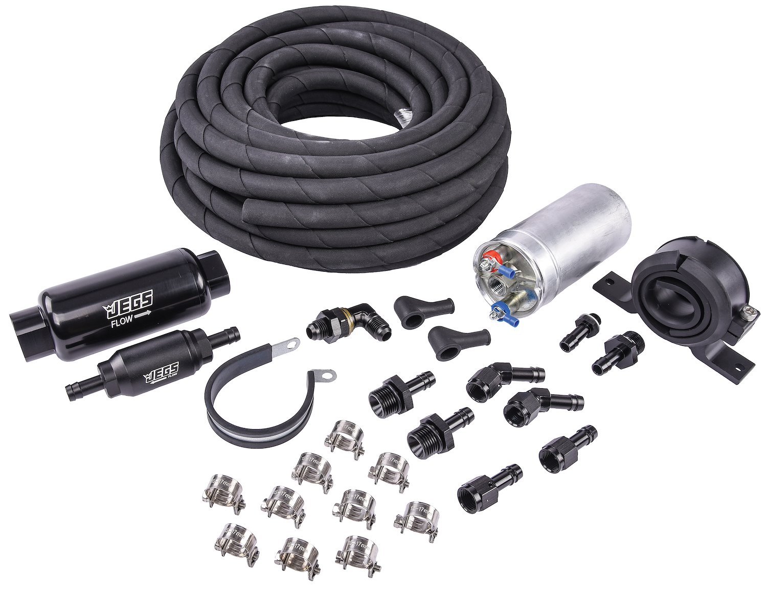 JEGS 15948 Fuel Injection Fuel Delivery Kit In-Line Frame Mount Up to 650 HP Ext, Size: 8 in