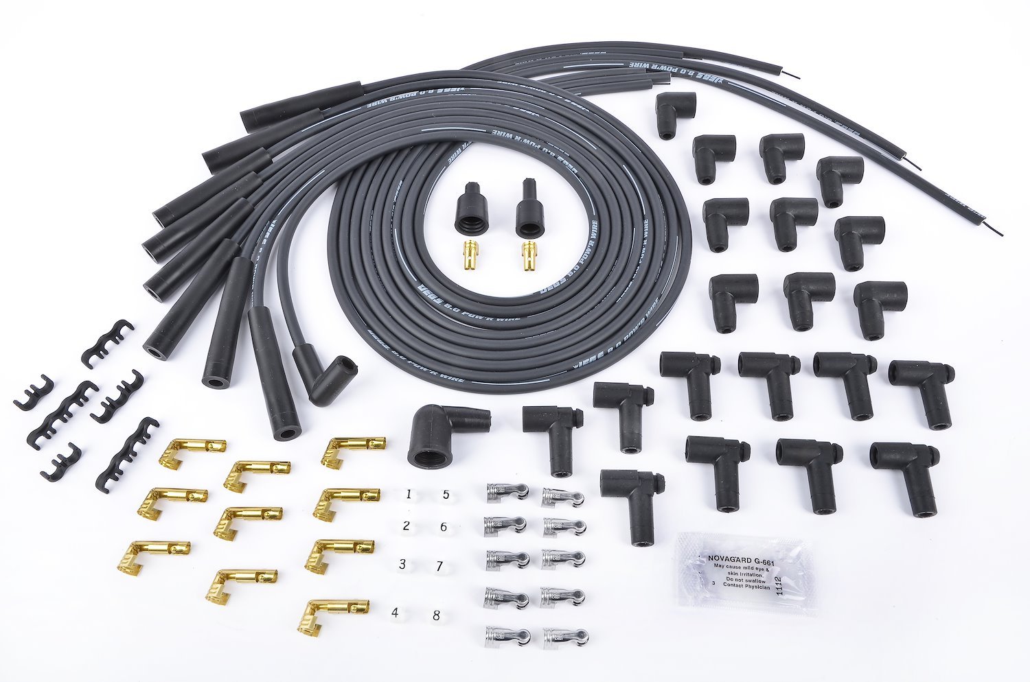8.0mm Black Pow'r Wires Small & Big Block Chevy Over Valve Covers or Under Headers & AMC 290-401 V8 W/HEI