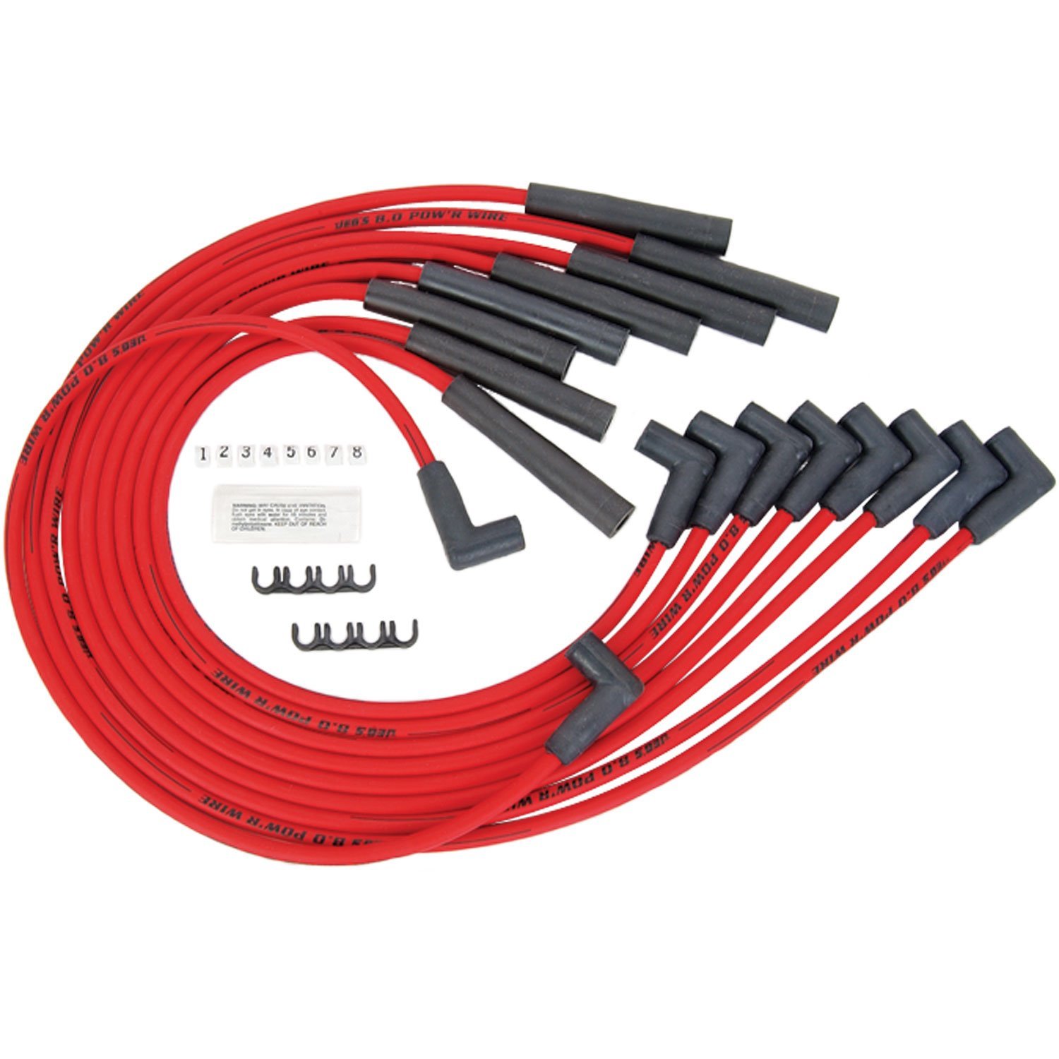 8.0mm Red Hot Pow'r Wires Ford 351W, 351C,