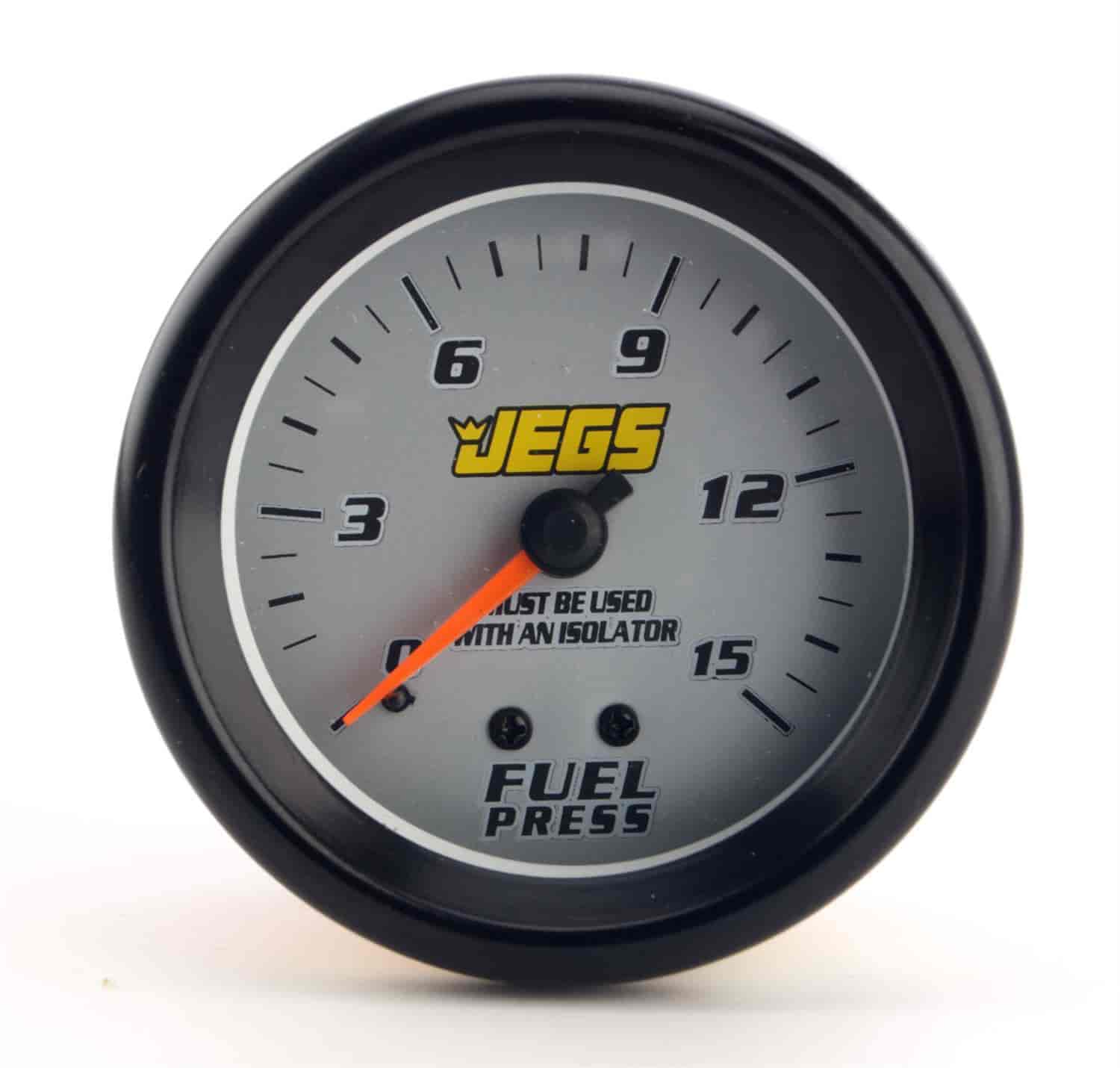 Fuel Pressure Gauge, 2 5/8 in. Mechanical [0-15 psi with Silver Face]