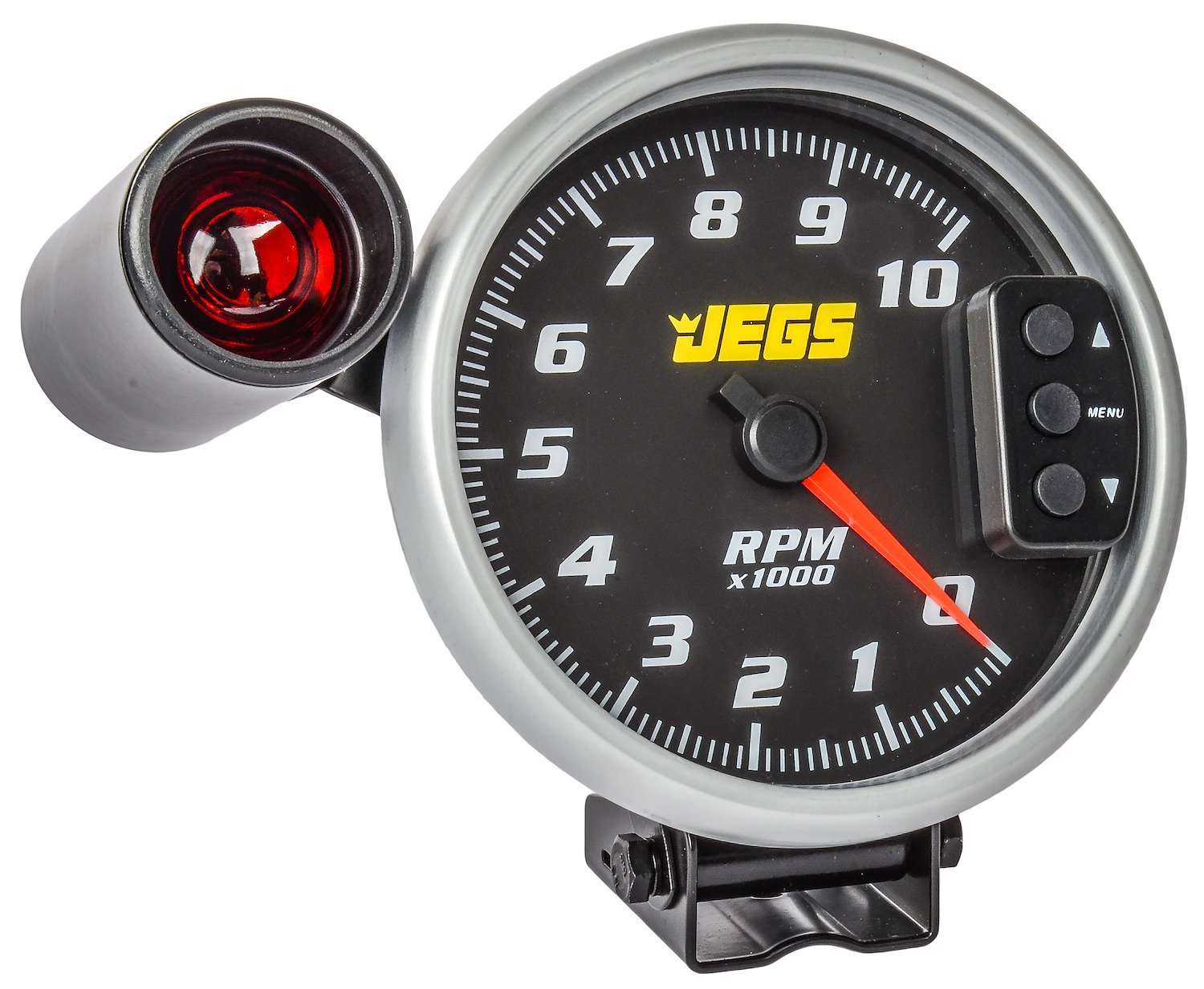 5 in. Tachometer with Shift Light and Peak RPM Memory Recall, 0-10,000 RPM [Black Face with Silver Bezel]