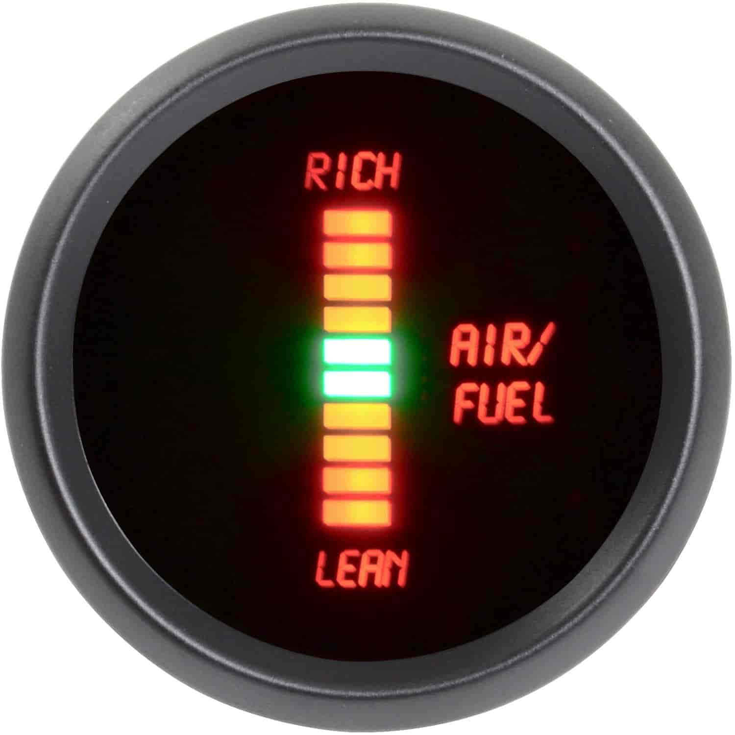 Jegs 41417 Air Fuel Ratio Gauge Led Digital Bar Graph Lean To Rich 2 1 16 Diameter Microprocessor Controlled Black Face With Red Letters Jegs