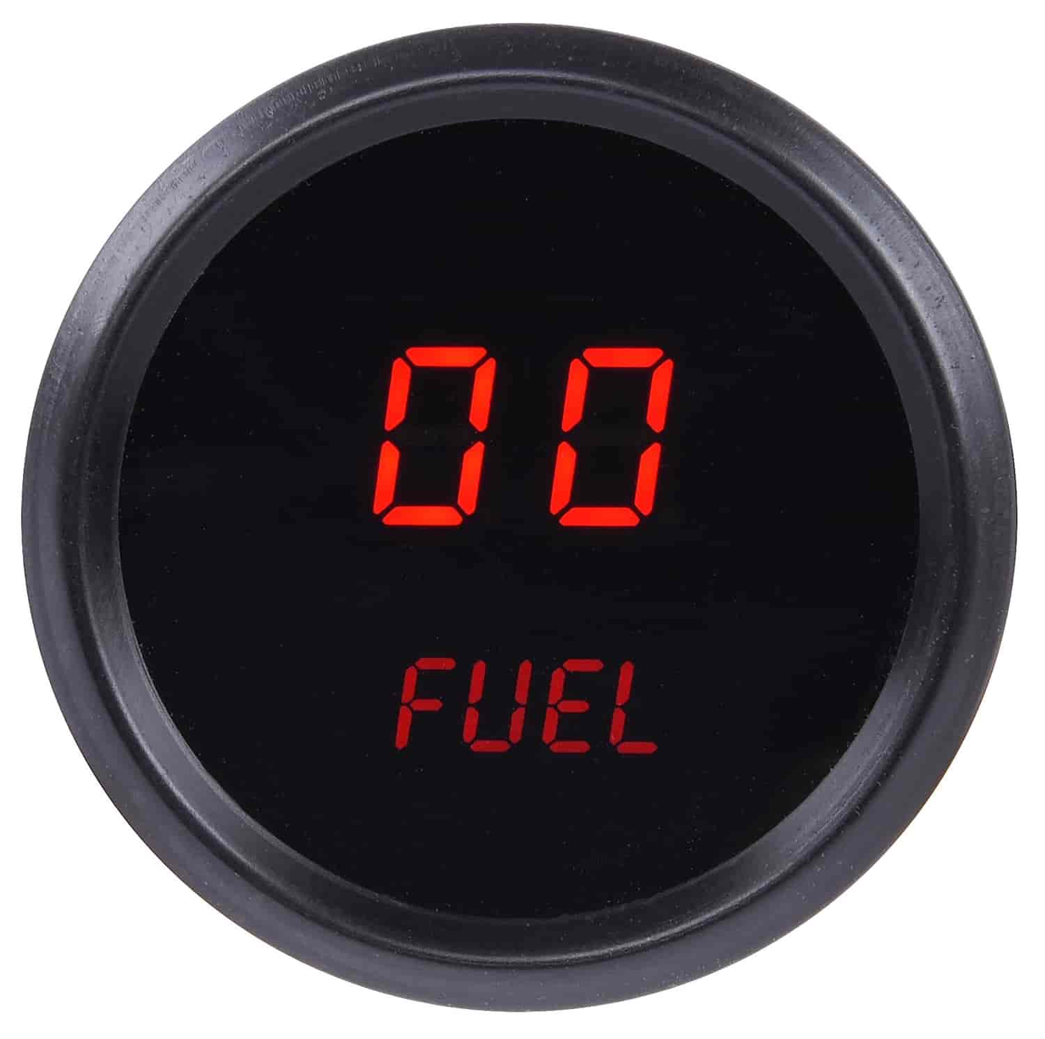 Fuel Level Gauge LED Digital [Black Bezel, Black Face, Red Numbers]