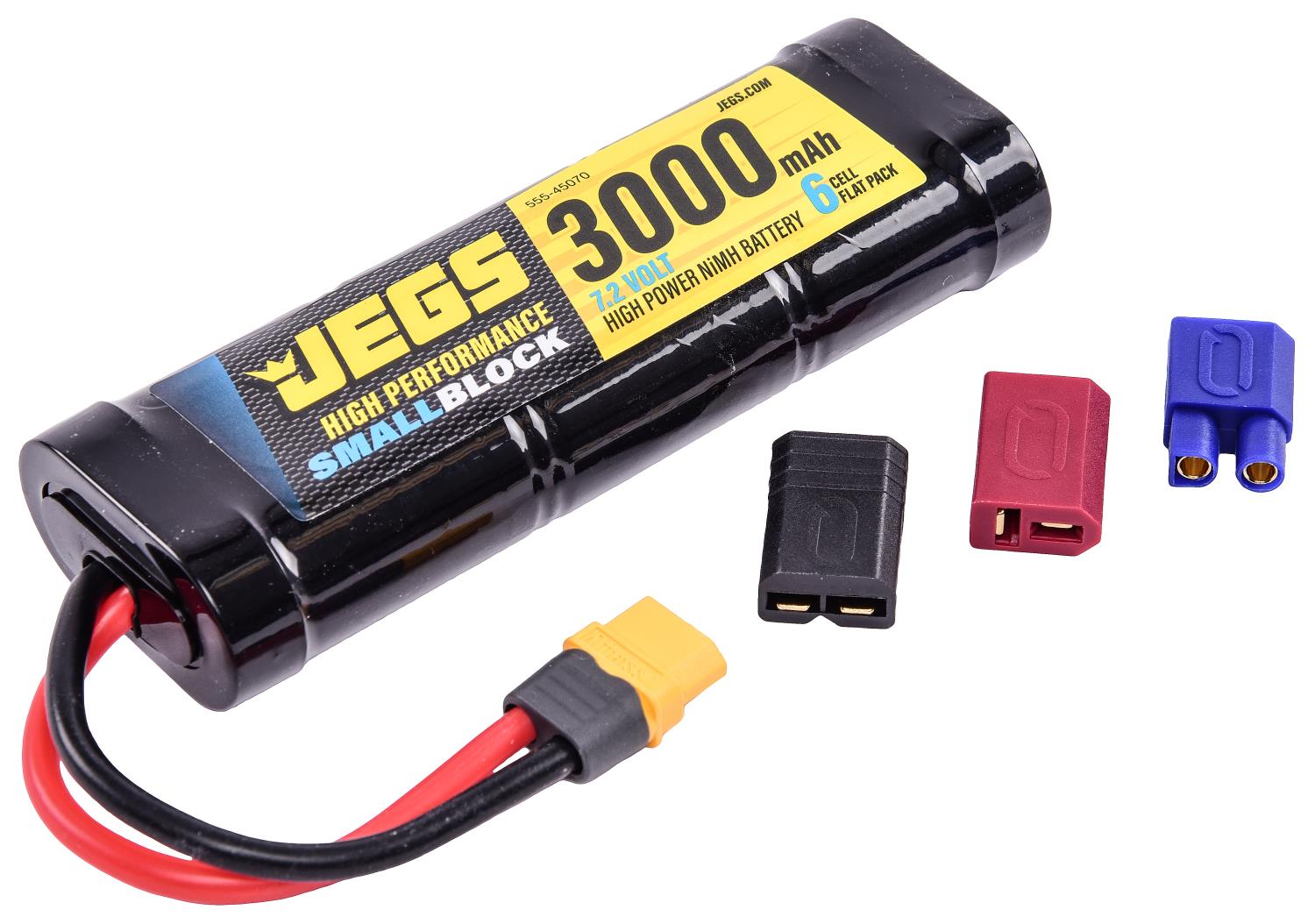 JEGS 45070: Small Block NiMH Battery | Cell Count: 6 | Configuration: Flat  | Volts: 7.2V | Capacity: 3000 mAh | Wire: 12 AWG | Plug: UNI 2.0 | Sold  Individually - JEGS