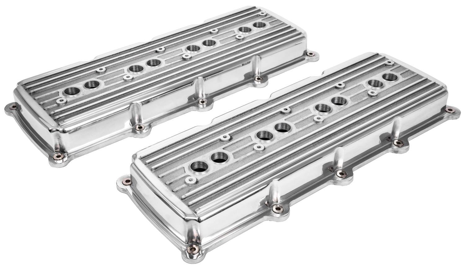 JEGS Cast Aluminum Valve Covers for 5.7L, 6.1L, 6.4L Gen III Hemi Engines  [Polished Finish, Finned]