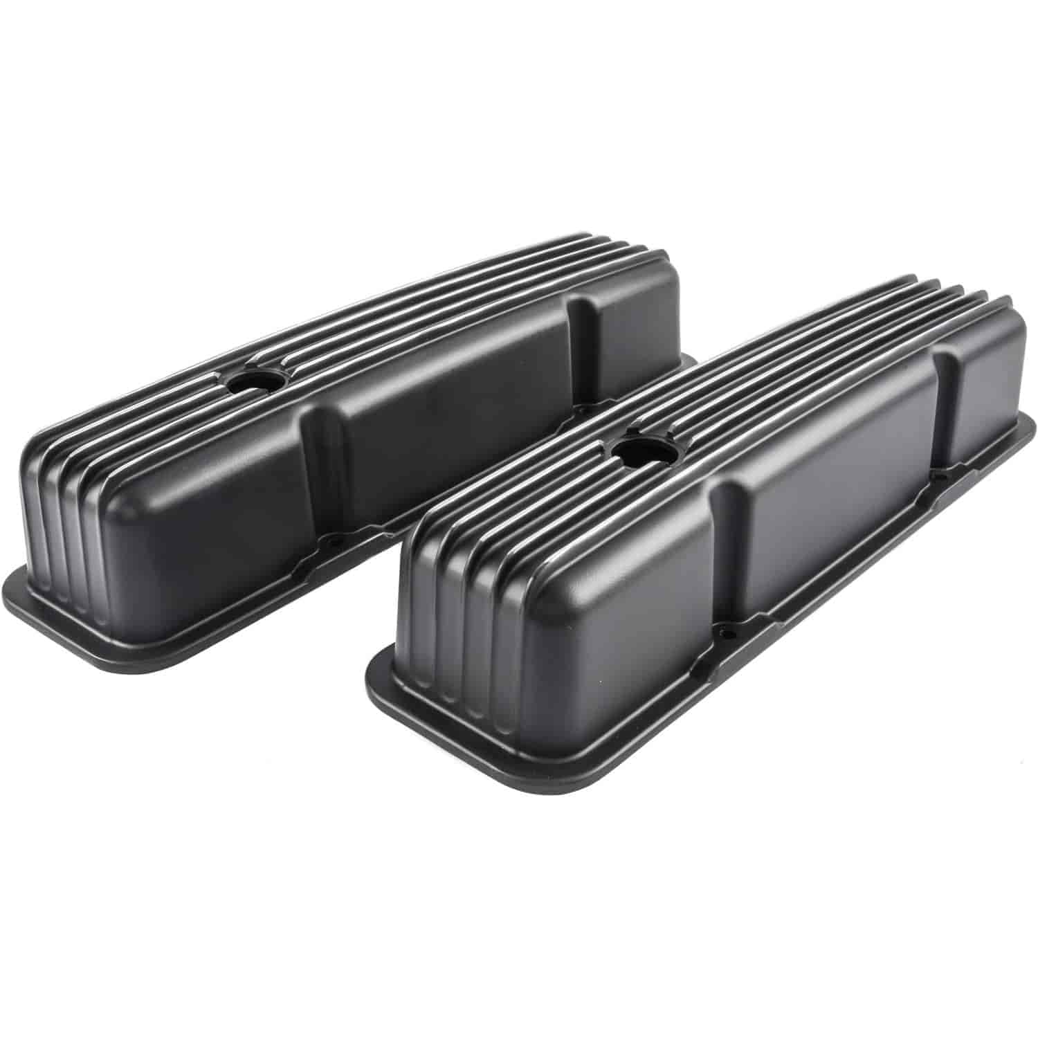 JEGS Black Finned Valve Covers for 1958-1986 Small Block Chevy