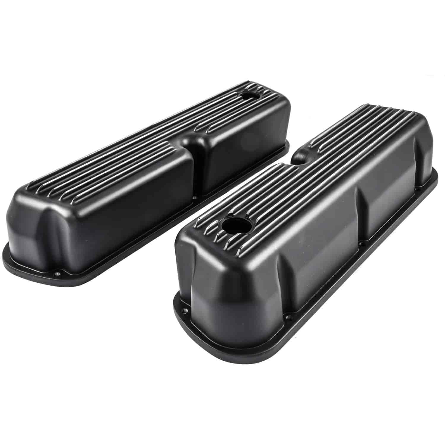 Black Finned Valve Covers for Small Block Ford