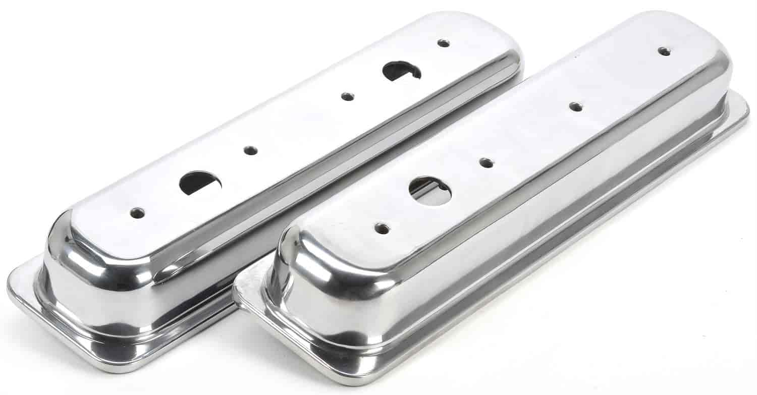 Polished Cast Aluminum Smooth Valve Covers for 1987-1997 Small Block Chevy (Center Bolt Style Mounting)