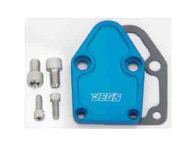 Fuel Pump Block-Off Plate Small Block Chevy Anodized Blue