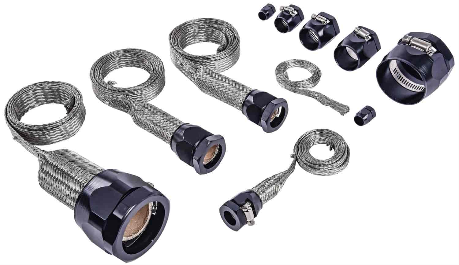 Braided Hose Sleeving Kit with Clamps [Black Hose