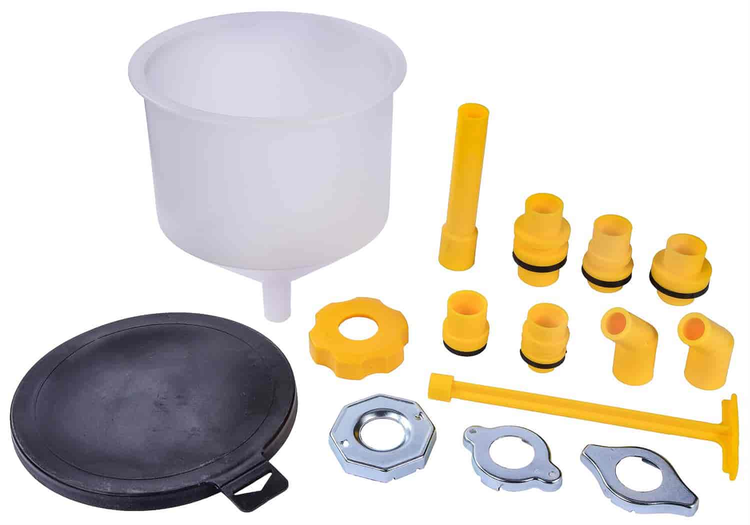 JEGS 51220: 15-Piece No Spill Coolant Filling Funnel Kit