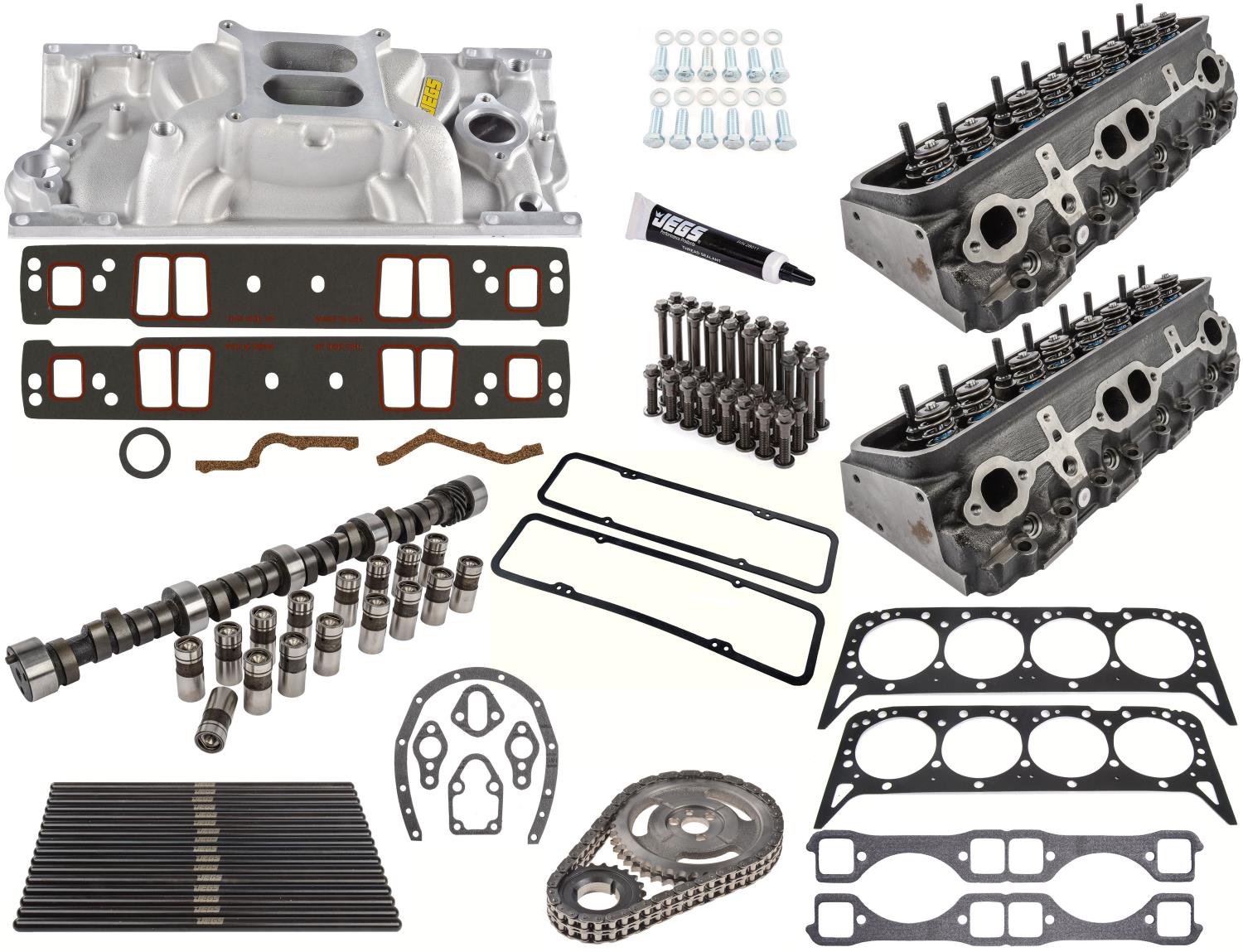 JEGS 514170: Vortec Top End Kit Includes, Intake  Exhaust Gaskets, Head  Gaskets, Timing Cover Gasket Set, Valve Cover Gaskets, Pushrods, Head Bolt  Kit, Manifold Bolts, Thread Sealant, Intake Manifold, Camshaft,
