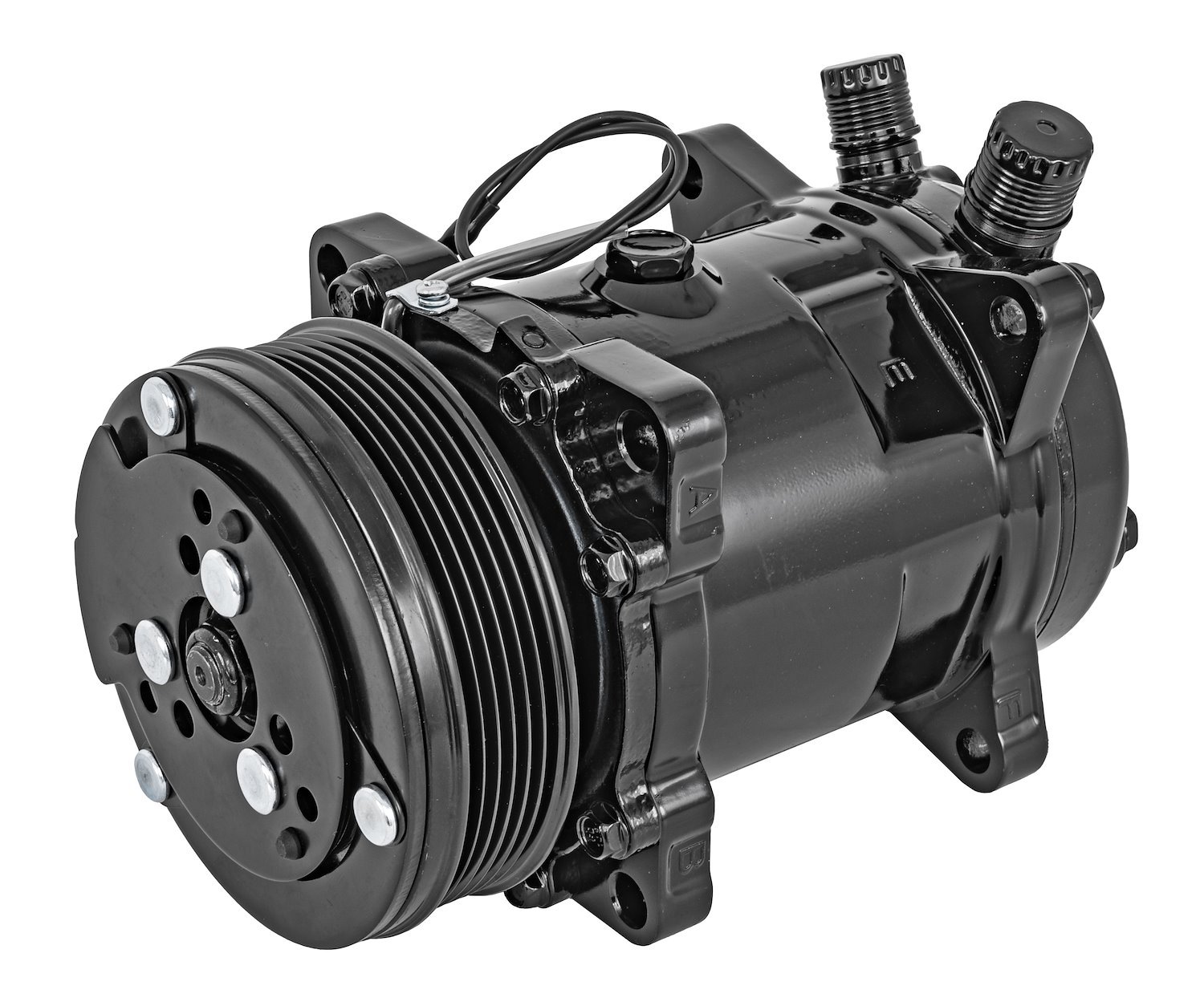SD508 Air Conditioner Compressor w/6-Groove Serpentine Pulley [Black Finish]
