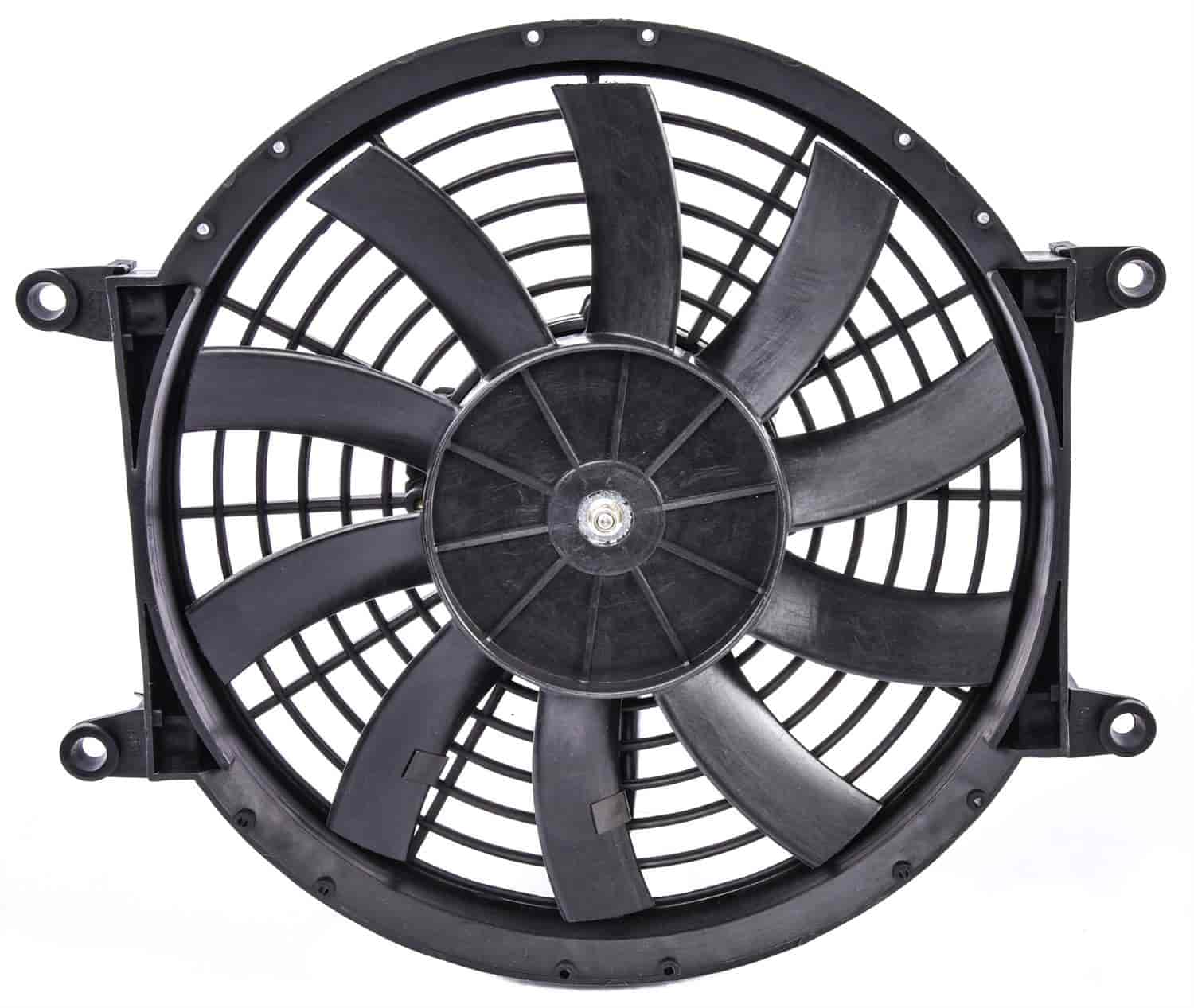 SET Black Fan 14" inch Universal Slim Fan Electric Radiator Engine Cooling Fans Push Pull 12V With Mount Brackets And Tie Straps Kit - 2