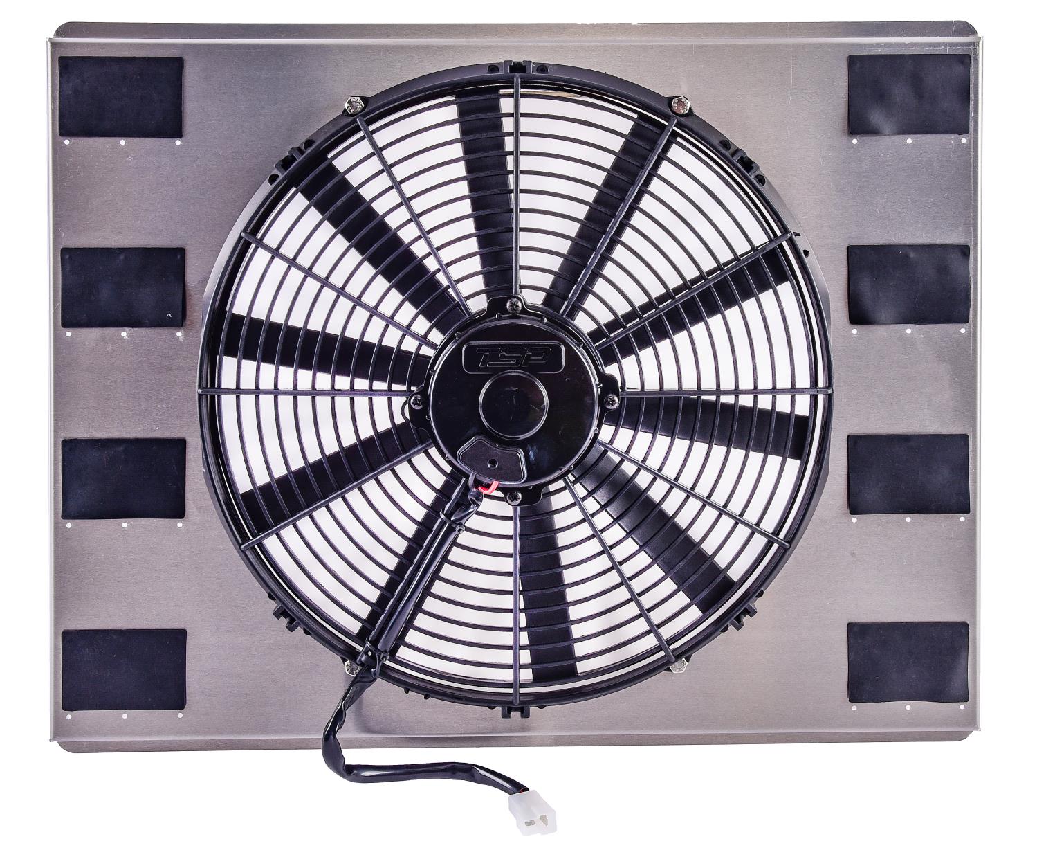 JEGS Universal Single 16 in. Electric Cooling Fan with 23 3/4 in. L x 18  3/4 in. H Aluminum Shroud