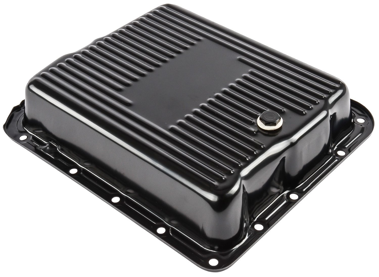 JEGS 601185: Automatic Transmission Pan Fits GM TH700-R4 Automatic  Transmission 7/8 in. Deep Ribbed Design 16-gauge Steel Black  Powder Coat Finish Includes Drain Plug JEGS
