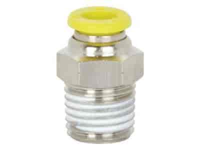 CO2 Quick Push Fitting Straight 1/4" NPT x 1/4" Tube Nickel-Plated Brass Stud
