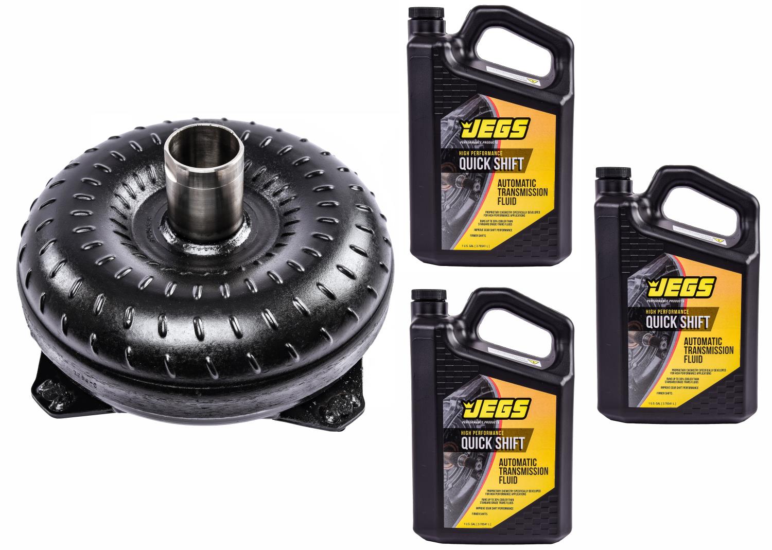 JEGS 60409K: Torque Converter Kit | Fits Ford C4 Automatic Transmission |  Includes 2600-2900 RPM Stall Speed Converter & (3) Gallons of Transmission  Fluid - JEGS