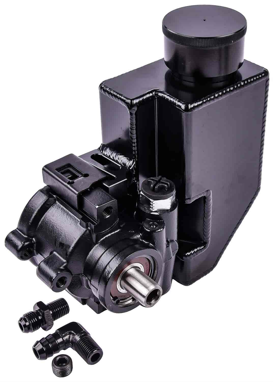 JEGS 60714: Type II Power Steering Pump & Reservoir, GM, Black Powder  Coating