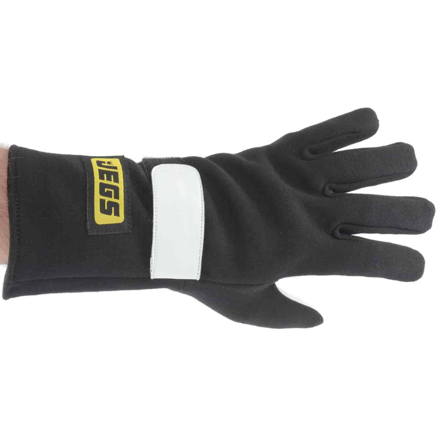 JEGS 6082: Racing Gloves SFI 3.3/1 Single Layer Nomex Large Black - JEGS