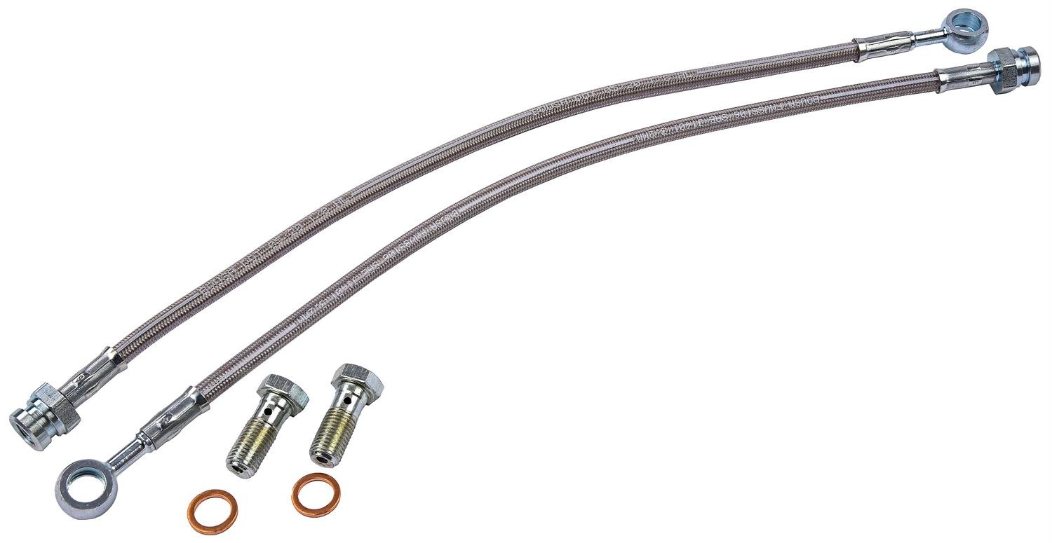 JEGS 630461: Front Disc Brake Caliper Hose Kit, 15 in. Braided Stainless  Steel [Set of 2] JEGS