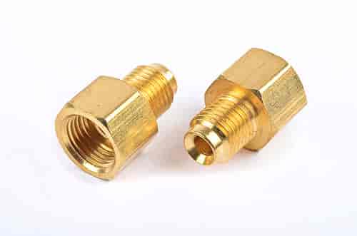 JEGS 555-63077: Brass Adapter Fitting, 3/8 in.-24 Male Thread for 3/16 in.  Brake Line, 7/16 in.-24 Female Thread Inverted Flare for 1/4 in. Brake  Line