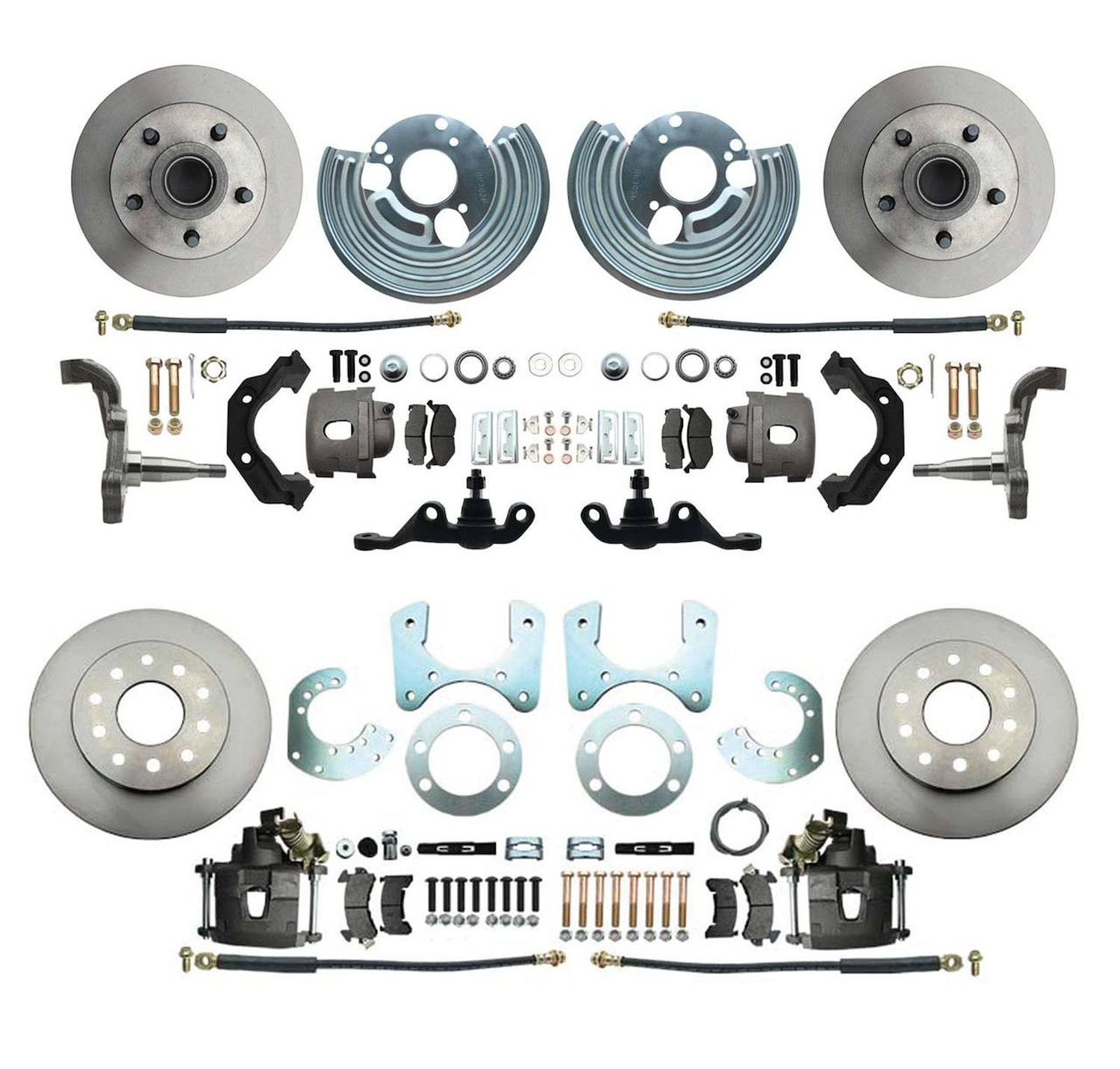 Front & Rear Standard Disc Brake Conversion Kit for Select 1962-1976 Mopar Models, 5 x 4.50 in. Bolt Pattern [Black Calipers]