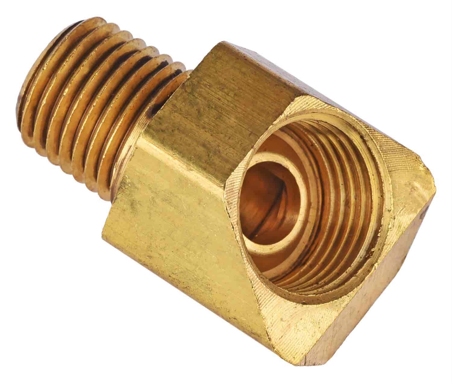 JEGS 63260 Brass 45 Degree Fitting 1/4 in. NPT x 5/8 On. -18 Inverted Flare Female