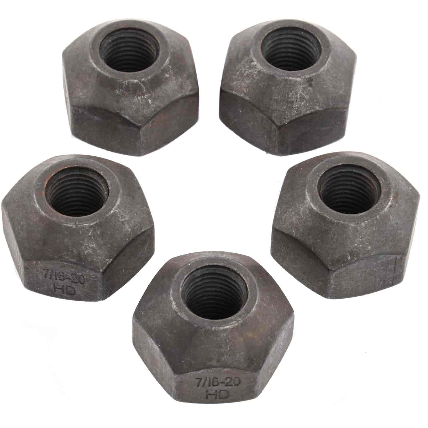 Single-Sided Heat-Treated Steel Lug Nuts [7/16 in.-20 Thread, 1 in. Hex] Set of 5
