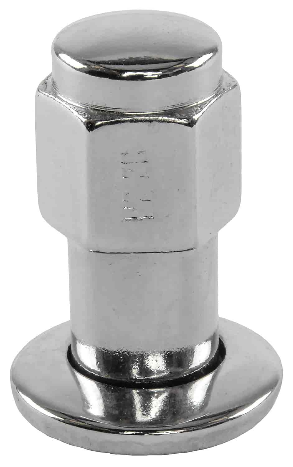 JEGS 65234: Standard Mag Lug Nuts Closed-End 1/2 in.-20 RH Thread  13/16 in. Hex 1.750 in. Long .850 in. Shank Length .680 in. Shank  Diameter Steel Chrome Finish Set of Includes Round Off-Center  Washers JEGS