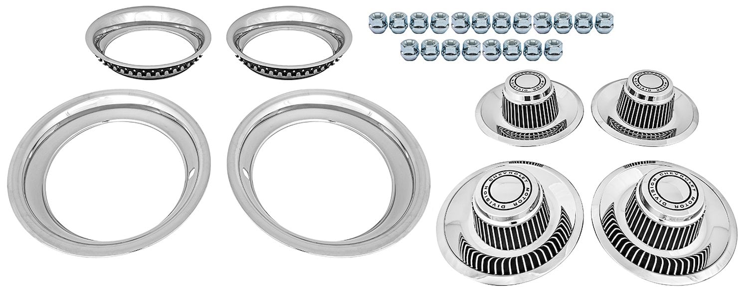 Rally Wheel Restoration Kit with Derby Style Center Cap Set [15 in. x 8 in. Wheels]