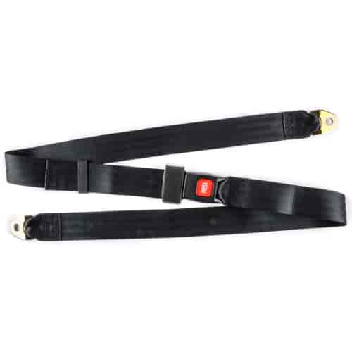 2-Point Non-Retractable Seat Belt, Black with Push-Button Latch