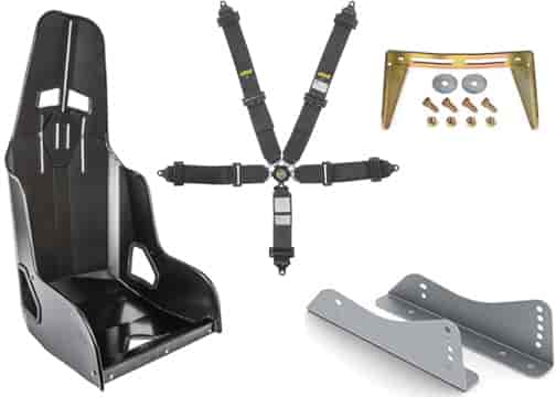 16 in. Black Race Seat and Black Harness Kit