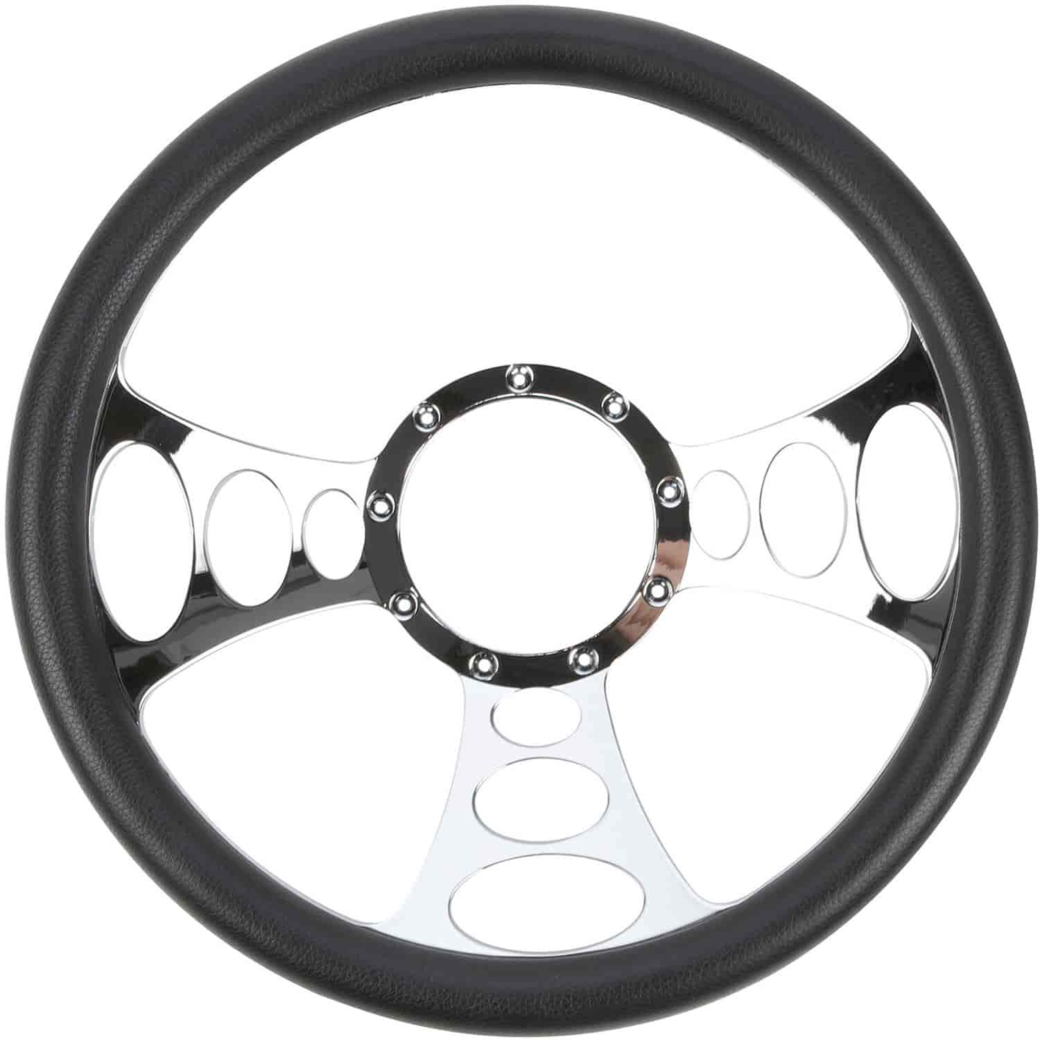 Chrome-Plated Billet Aluminum 14 in. Steering Wheel [Solstice Spoke Design]