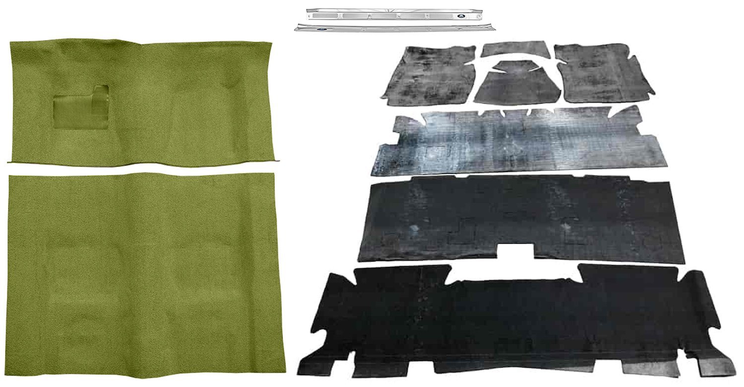 Molded Loop Carpet Kit for 1973 Chevy Camaro, Pontiac Firebird [OE-Style Jute Backing, Automatic Transmission, Moss Green]