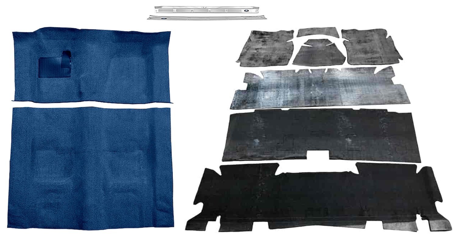 Blue Molded Cut Pile Carpet Kit for 1974-1975 Chevrolet Camaro, Pontiac Firebird [4-Speed Transmission]