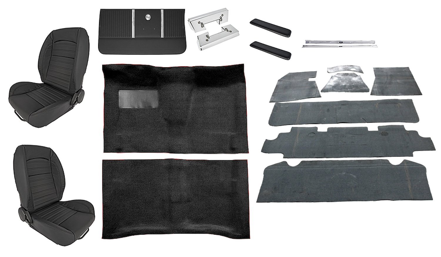 Black Interior Kit w/Low-Back Buckets for 1964 Chevy El Camino