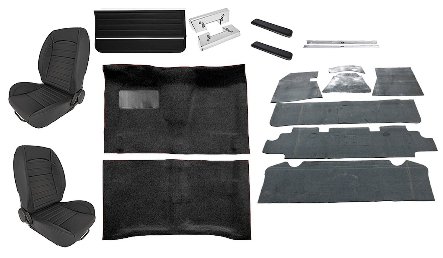 Black Interior Kit w/Low-Back Buckets for 1965 Chevy El Camino