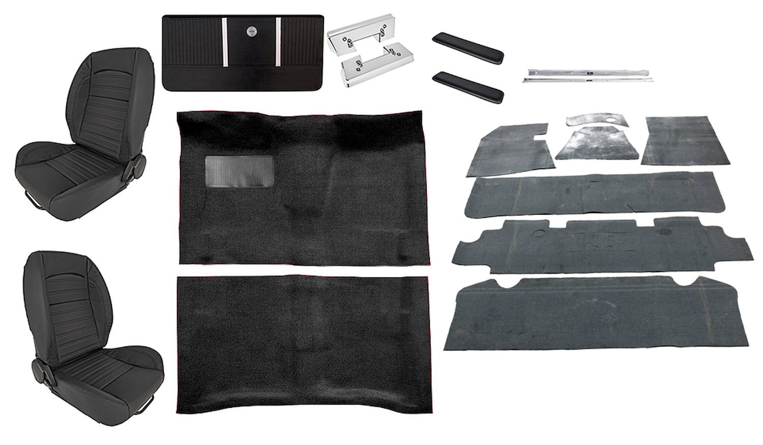 Black Interior Kit w/Low-Back Buckets for 1966 Chevy El Camino