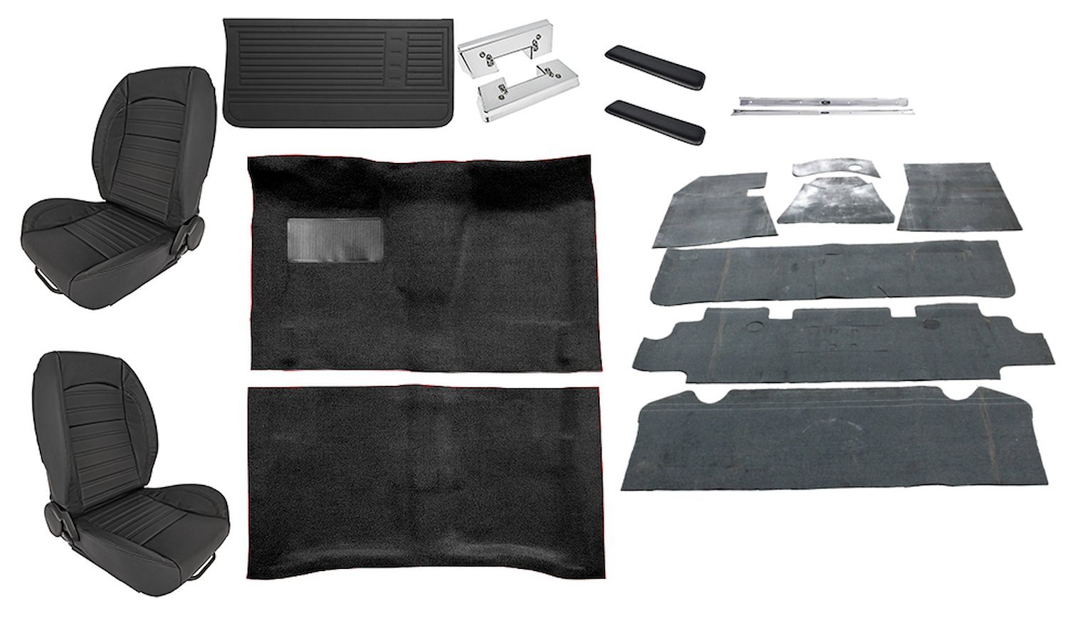 Black Interior Kit w/Low-Back Buckets for 1967 Chevy El Camino