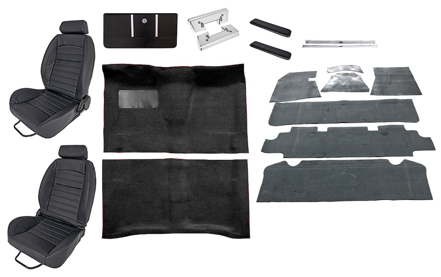 Black Interior Kit w/High-Back Buckets for 1964 Chevy El Camino