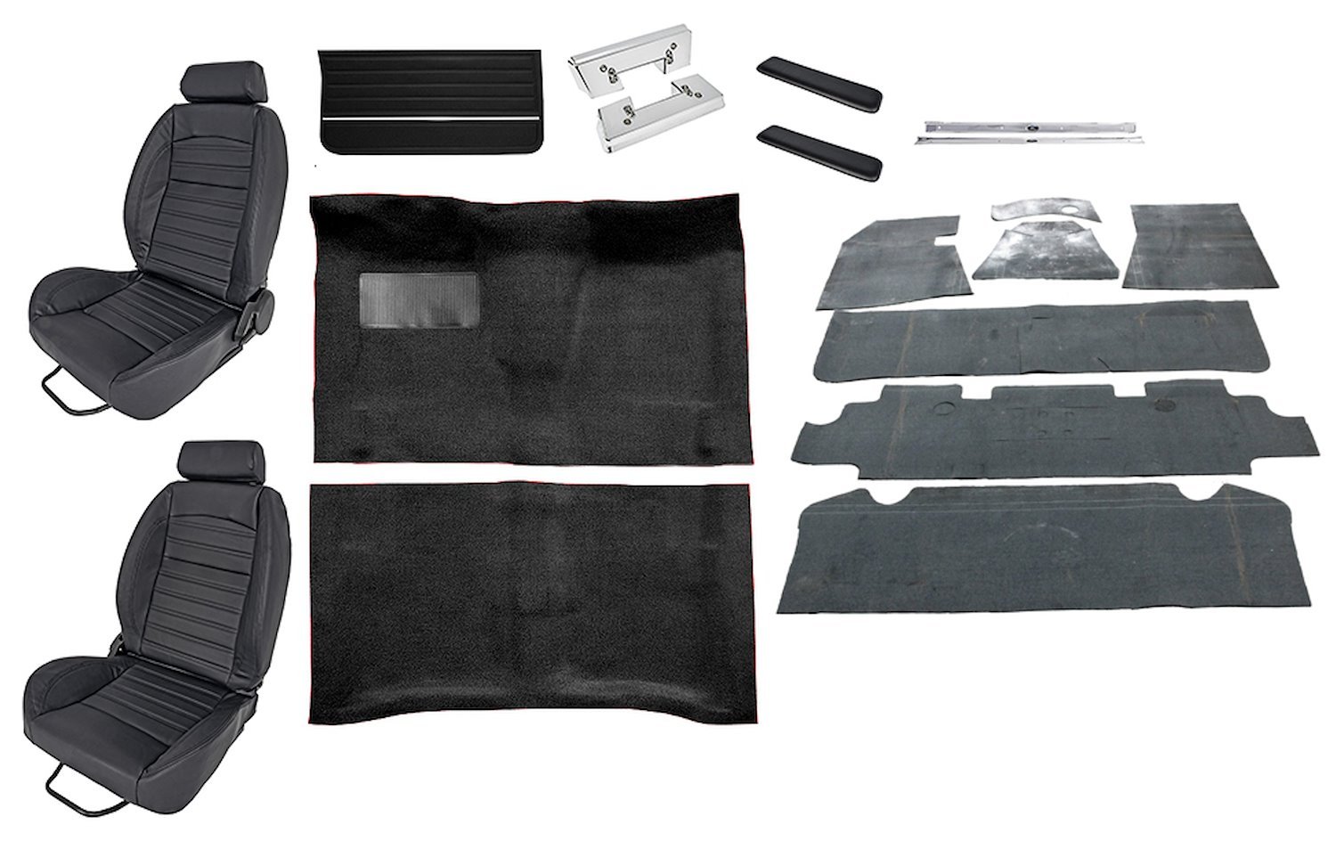 Black Interior Kit w/High-Back Buckets for 1965 Chevy El Camino
